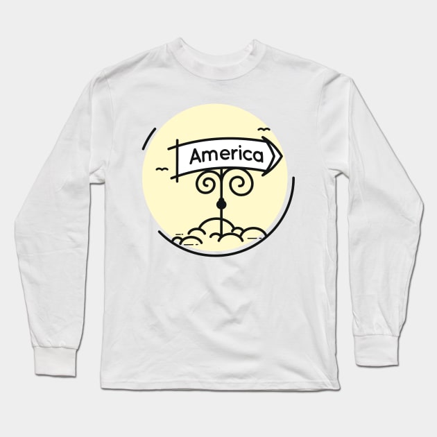 America Long Sleeve T-Shirt by Whatastory